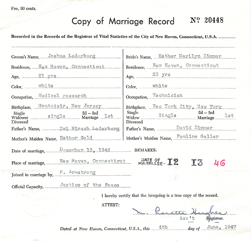 Esther Josh Marriage Certificate